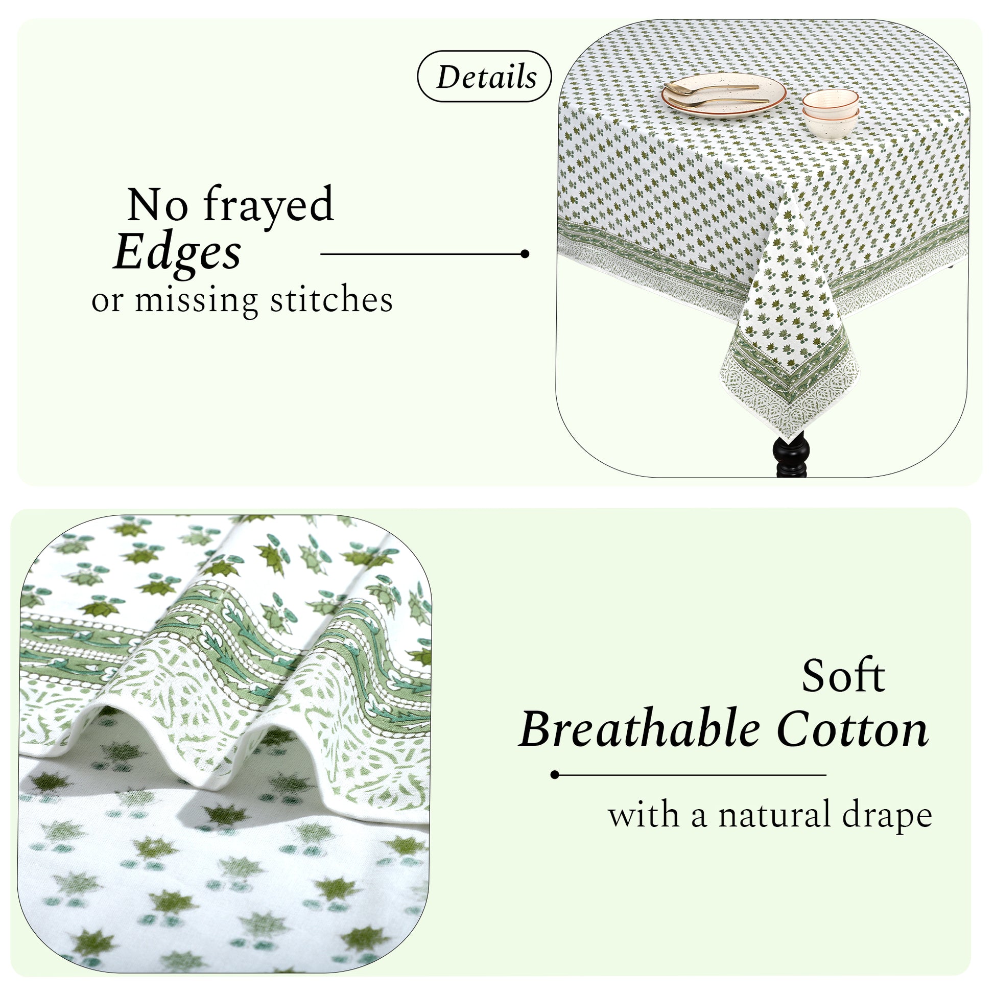 Cotton Block Print Tablecloth – Lotus Meadow