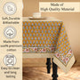 yellow washable cotton tablecloth with floral print