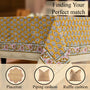 yellow washable cotton tablecloth with floral print