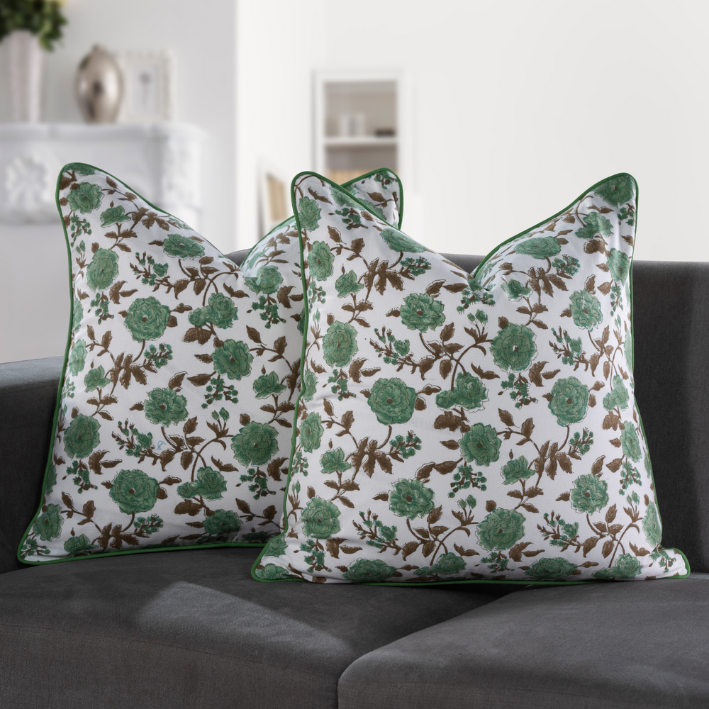 Piping Throw Pillow Covers - Mint Green (Set of 2)