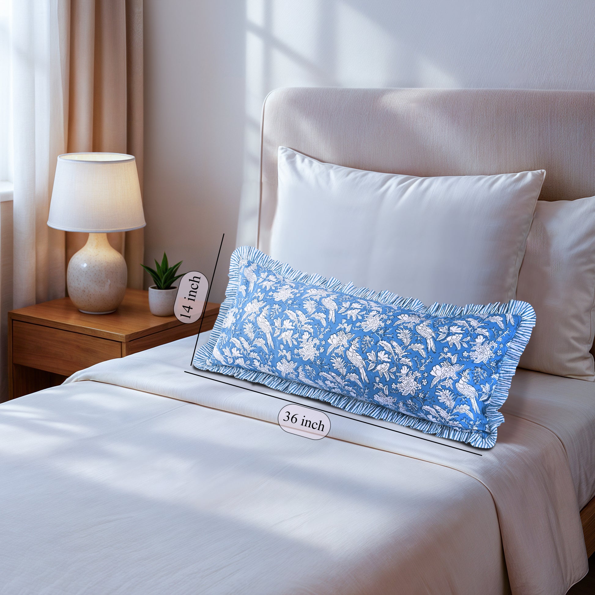 Cotton Ruffle Sham Cover - Blue Sapphire