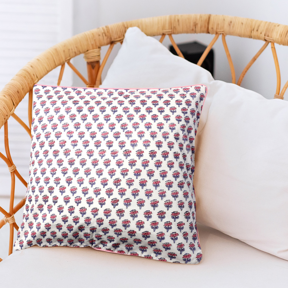 Piping Throw Pillow Covers - Pink Sapphire (Set of 2)