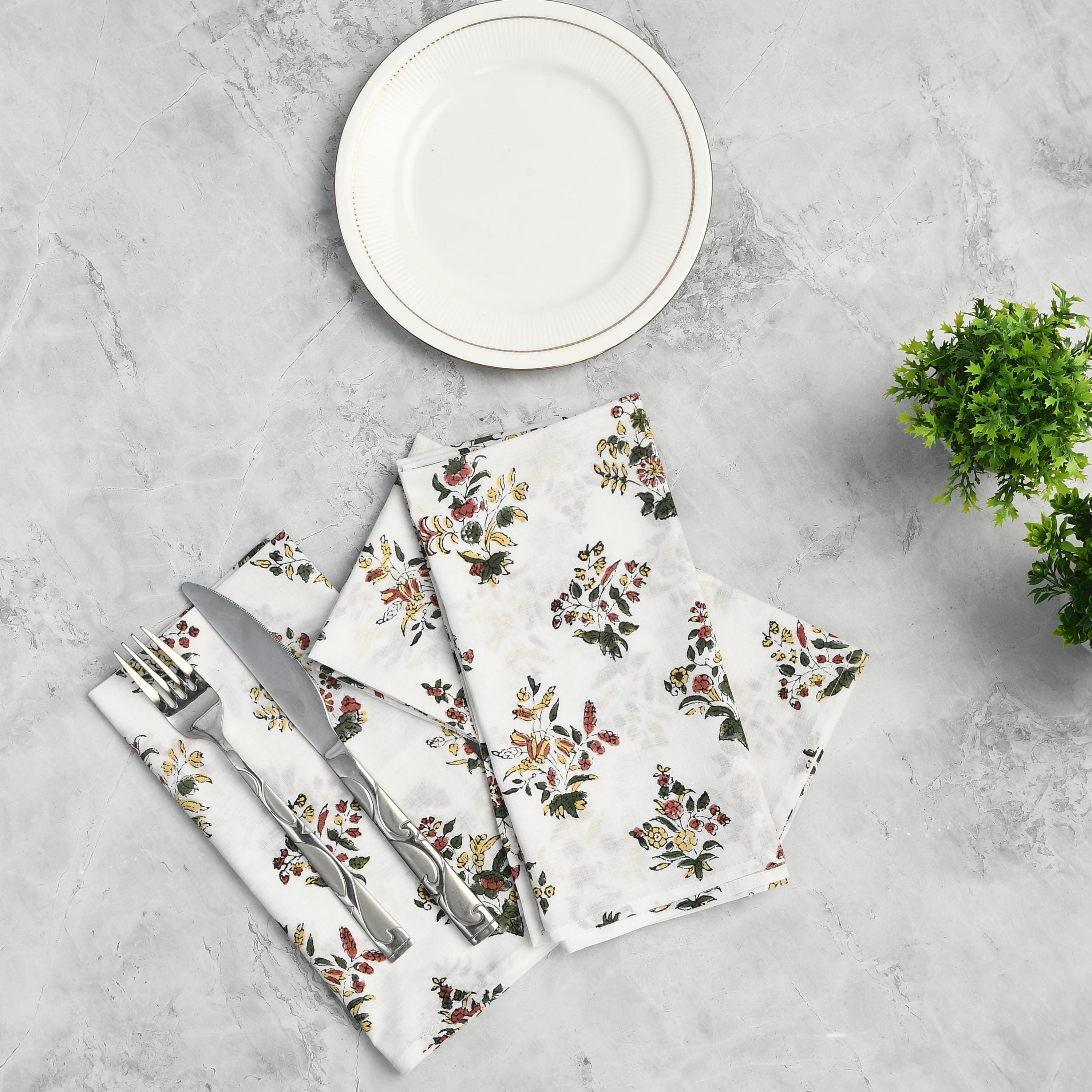 Forest Green Indian Hand Block Printed Napkins with 100% Pure Cotton for Housewarming Wedding Home Event Gardens available in size of 18x18.