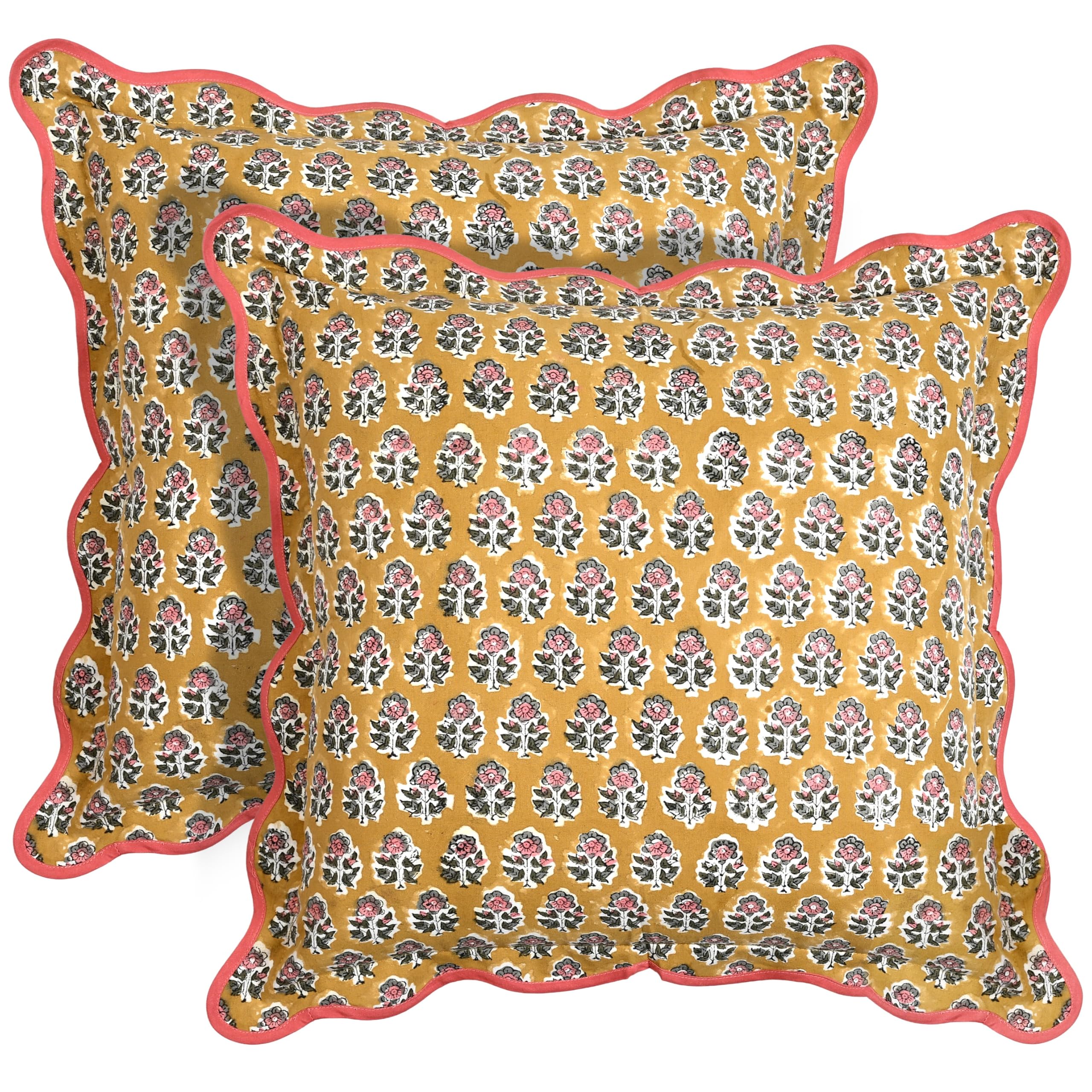 Scalloped Throw Pillow Covers - Yellow Citrine
