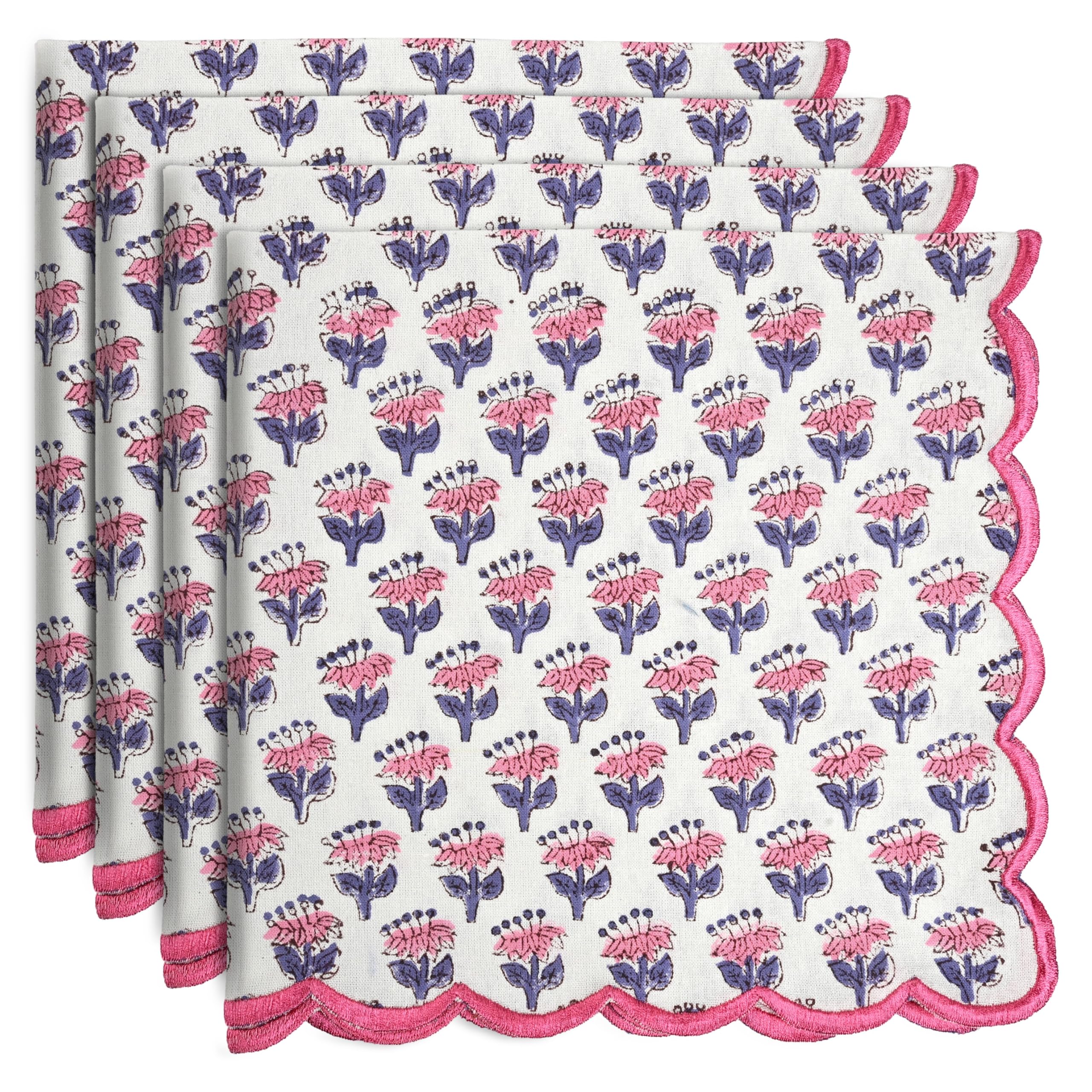 Cotton Embroidery Napkins - Pink Sapphire