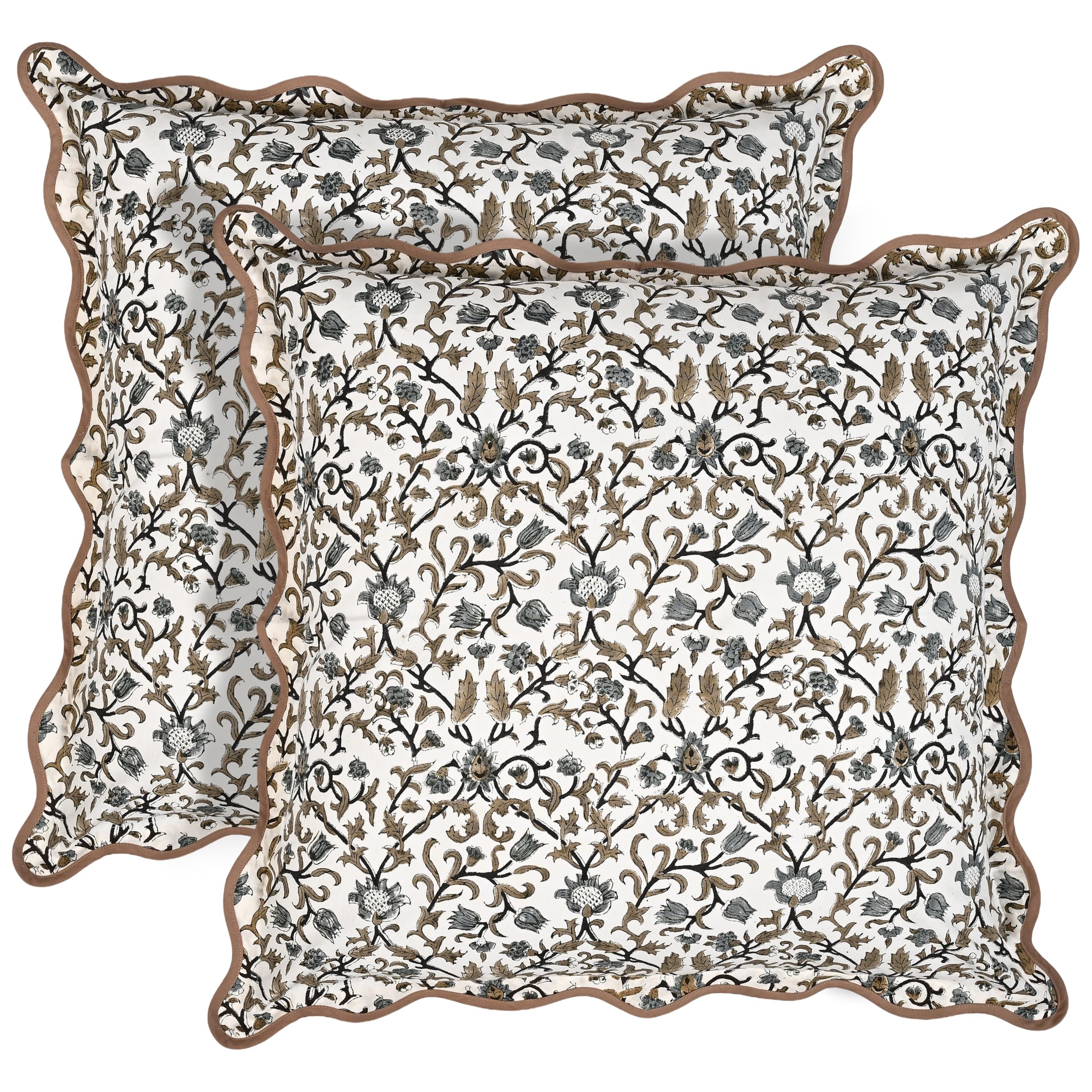 Scalloped Throw Pillow Covers - Autumn Vine