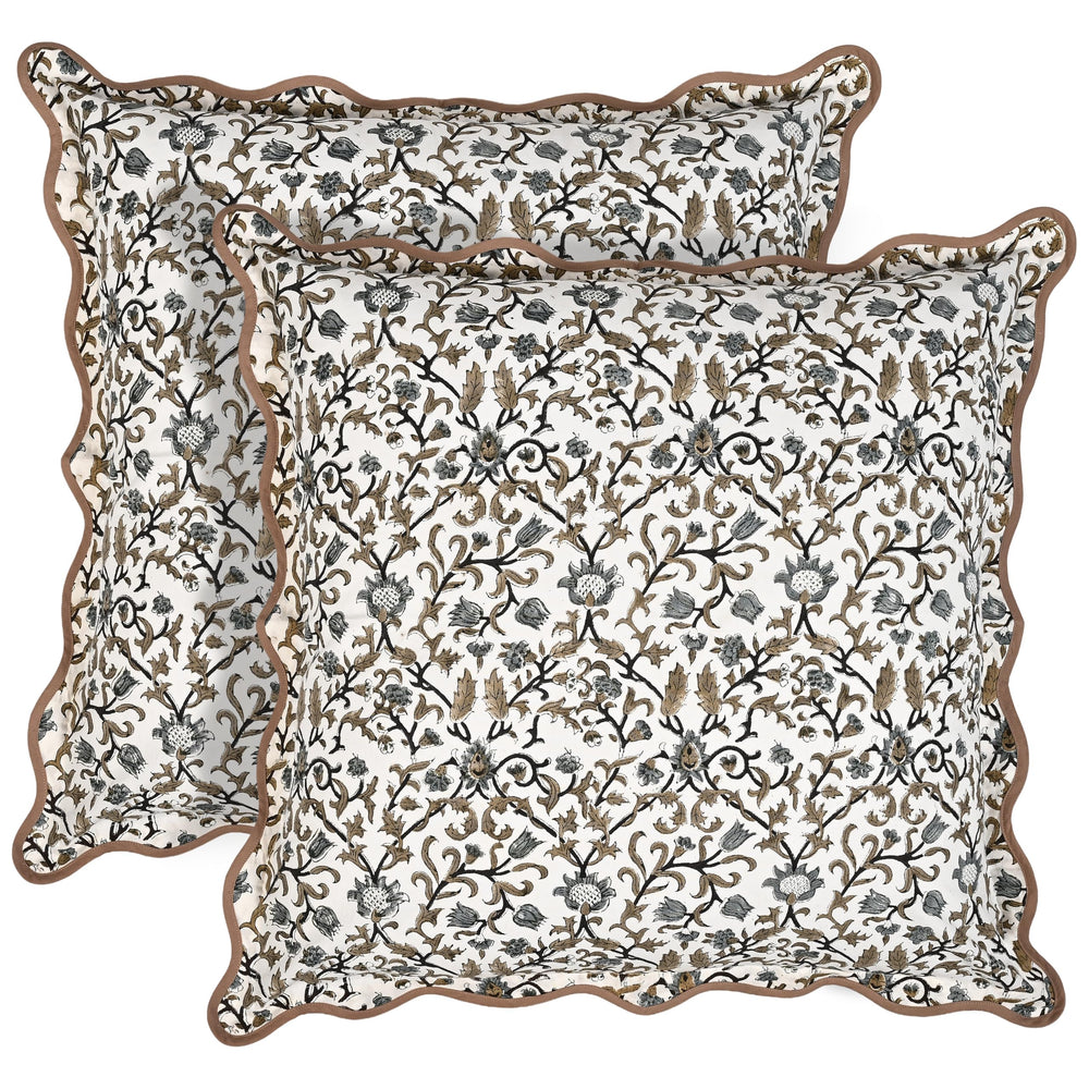 Scalloped Throw Pillow Covers - Autumn Vine