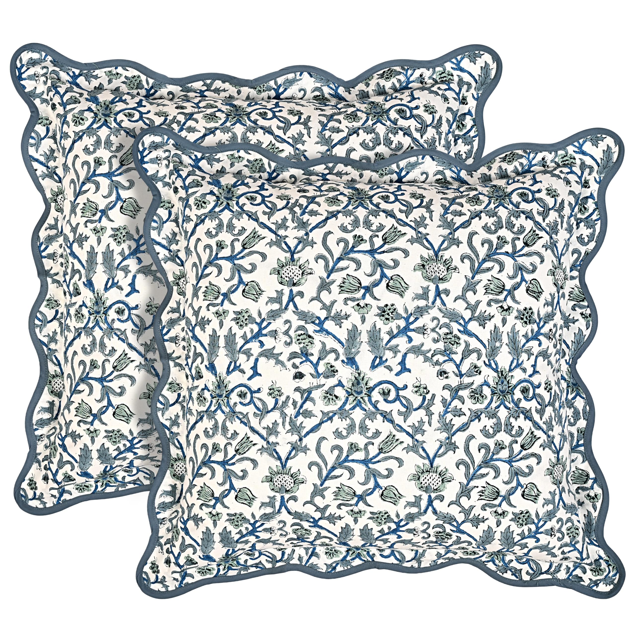 Scalloped Throw Pillow Covers - Ocean Vine