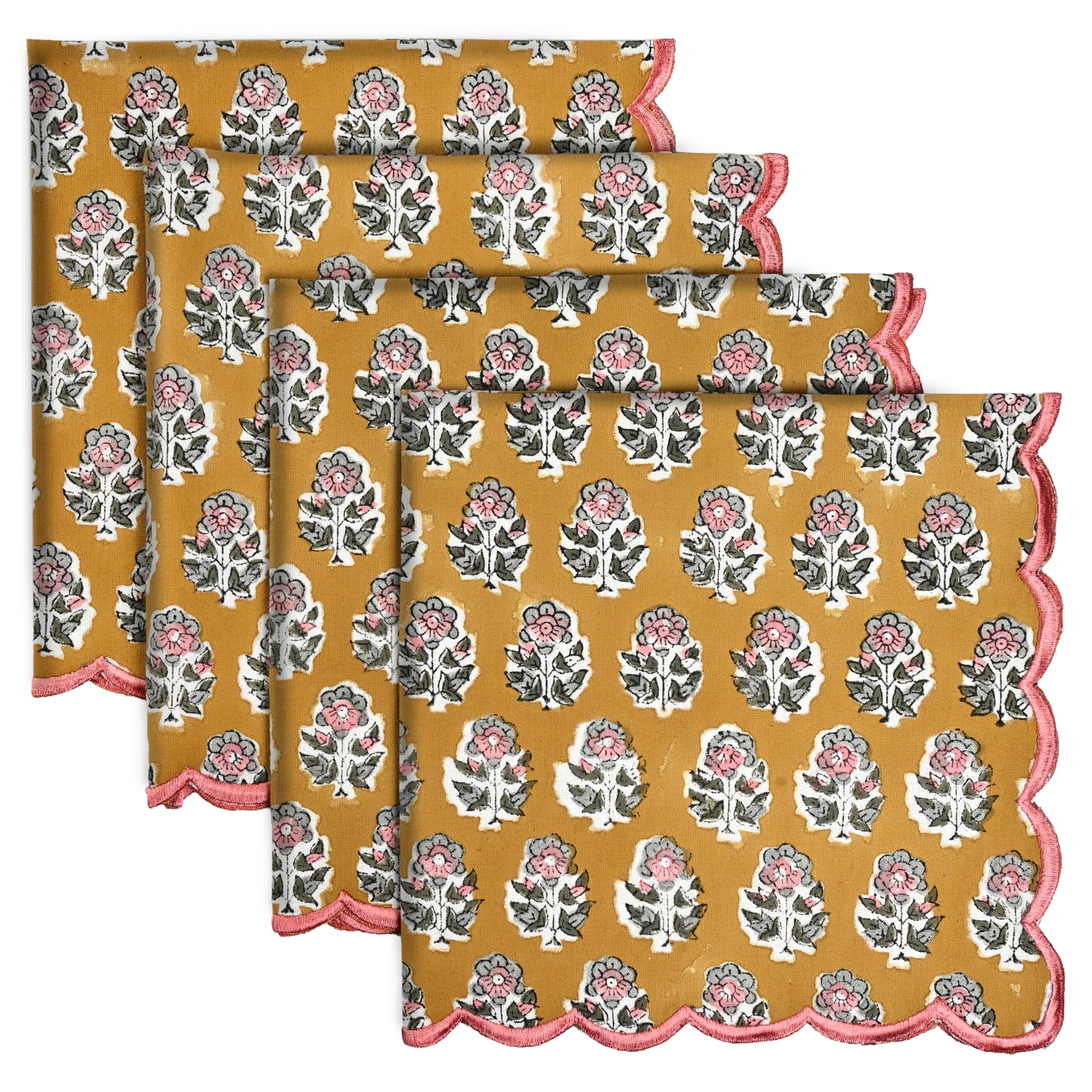 Cotton Embroidery Napkins - Citrine Yellow