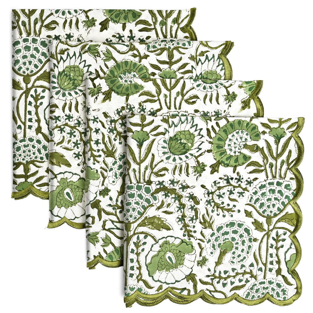 Cotton Embroidery Napkins - Agate Green