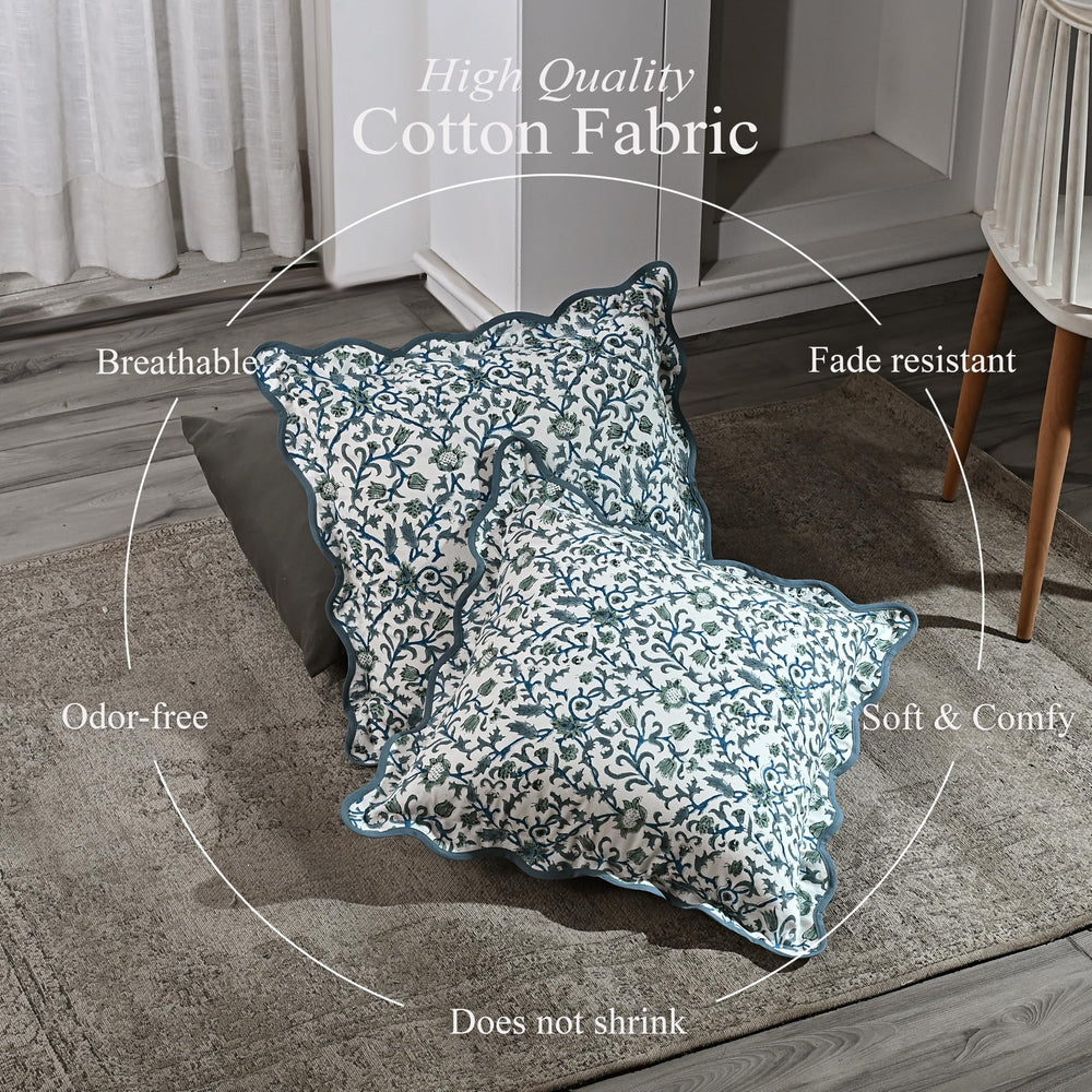 Scalloped Throw Pillow Covers - Ocean Vine