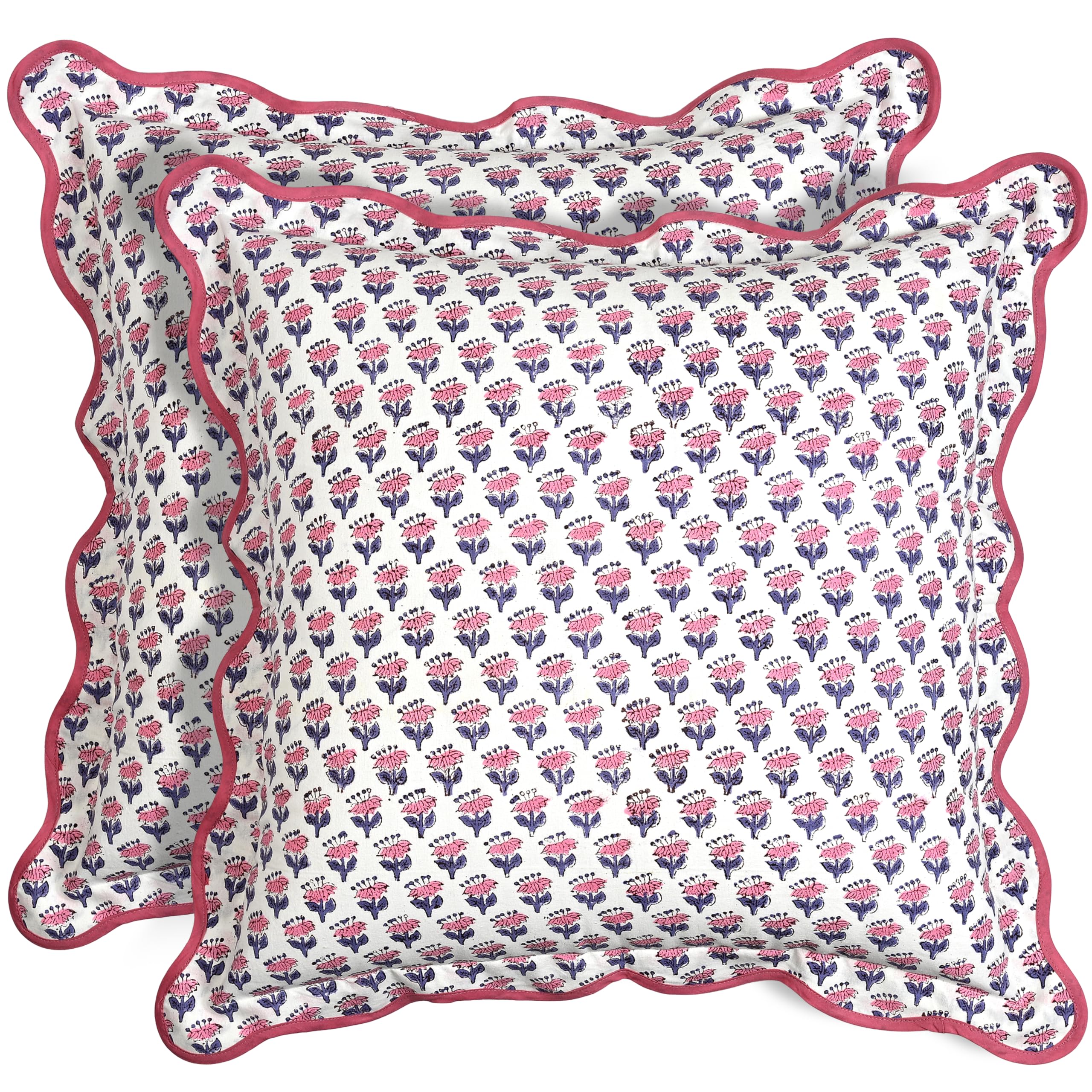 Scalloped Throw Pillow Covers - Pink Sapphire