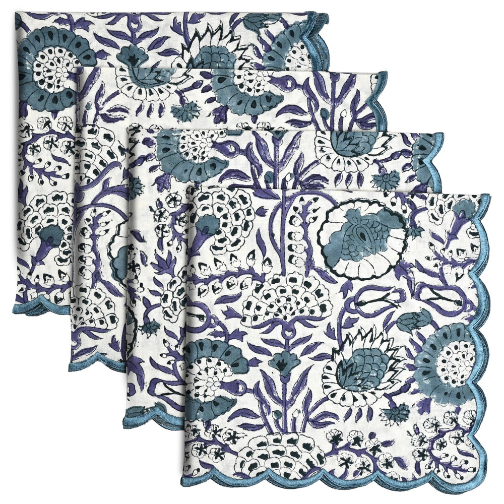 Cotton Embroidery Napkins - Indigo Blue