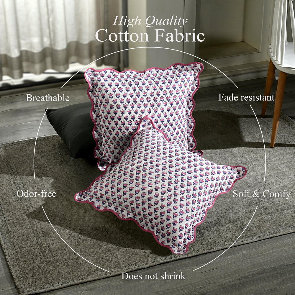 Scalloped Throw Pillow Covers - Pink Sapphire