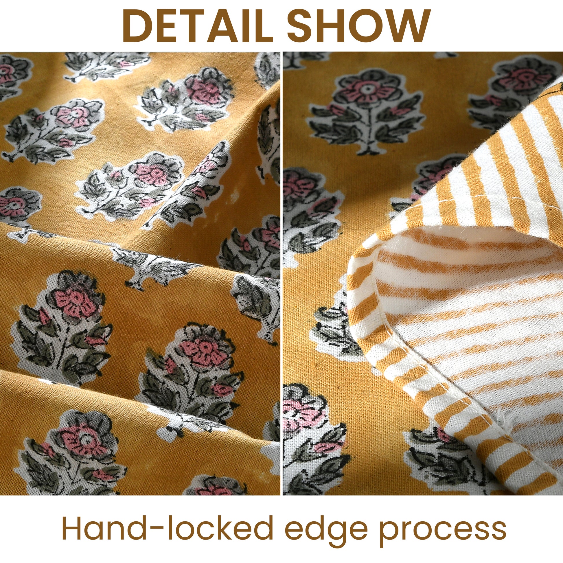 Cotton Block Print Tablecloth – Yellow Citrine