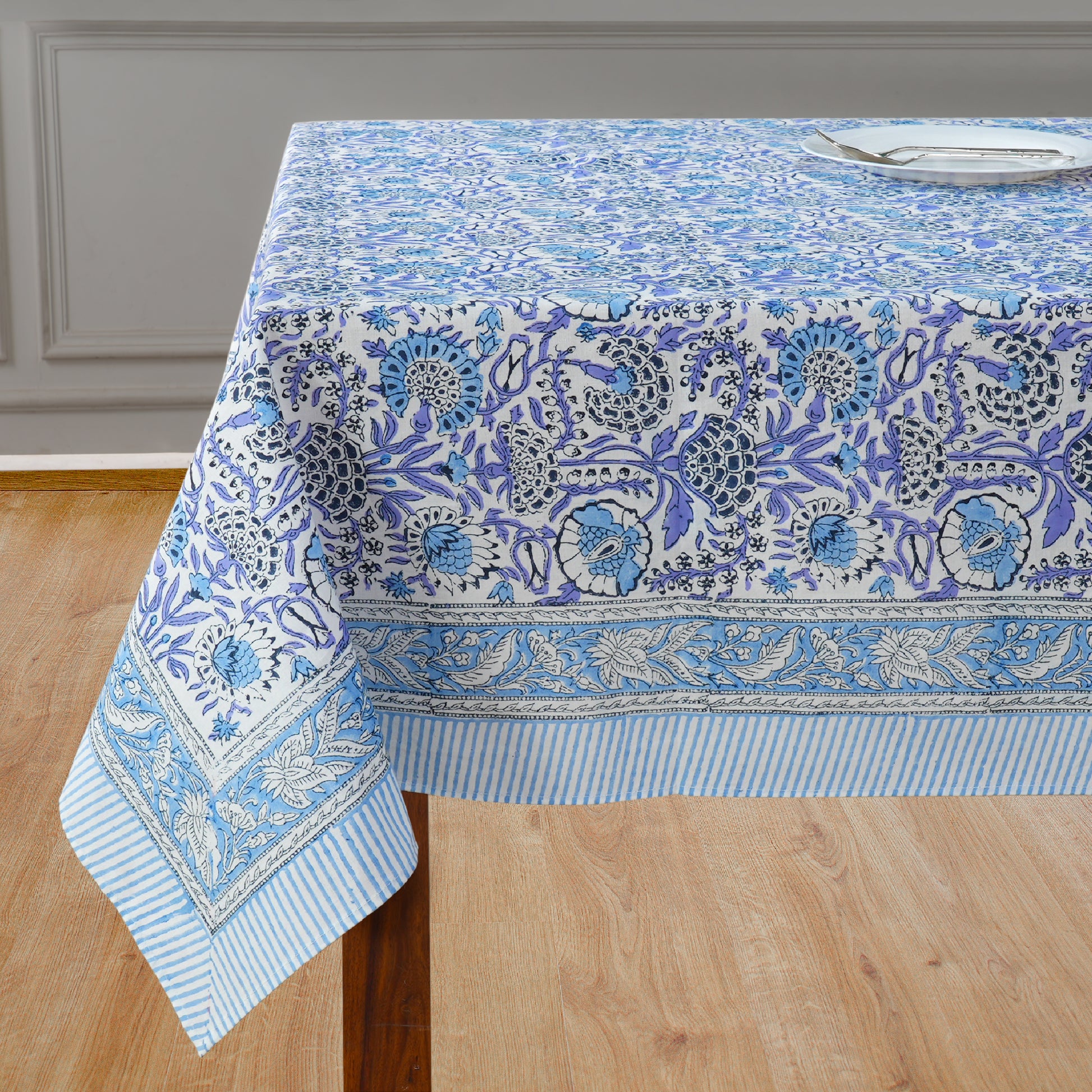 Cotton Block Print Tablecloth – Indigo Blue