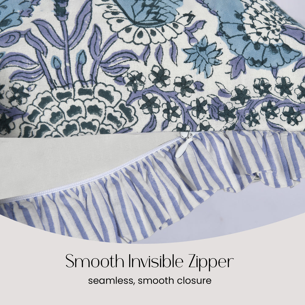 Cotton Ruffle Sham Cover - Indigo Blue
