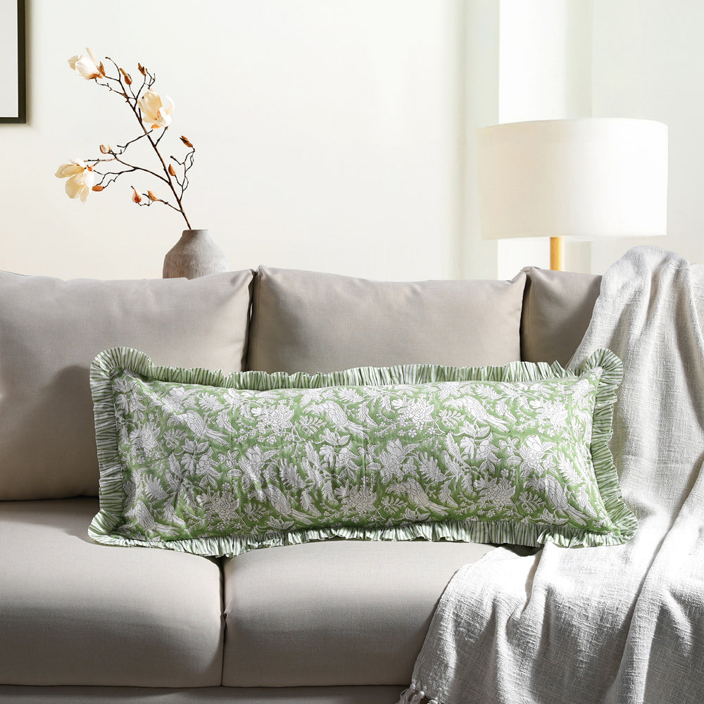 Cotton Ruffle Sham Cover - Olive Green