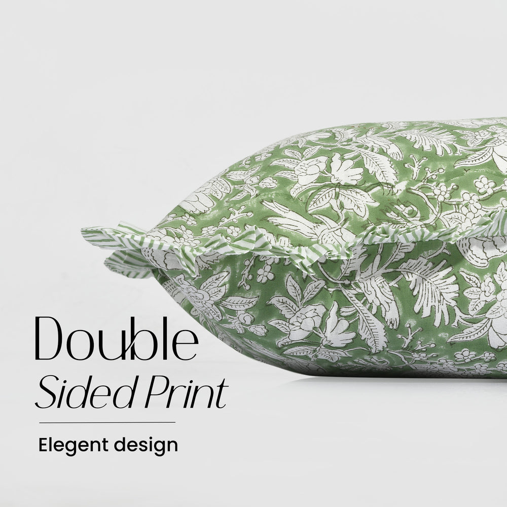 Cotton Ruffle Sham Cover - Olive Green
