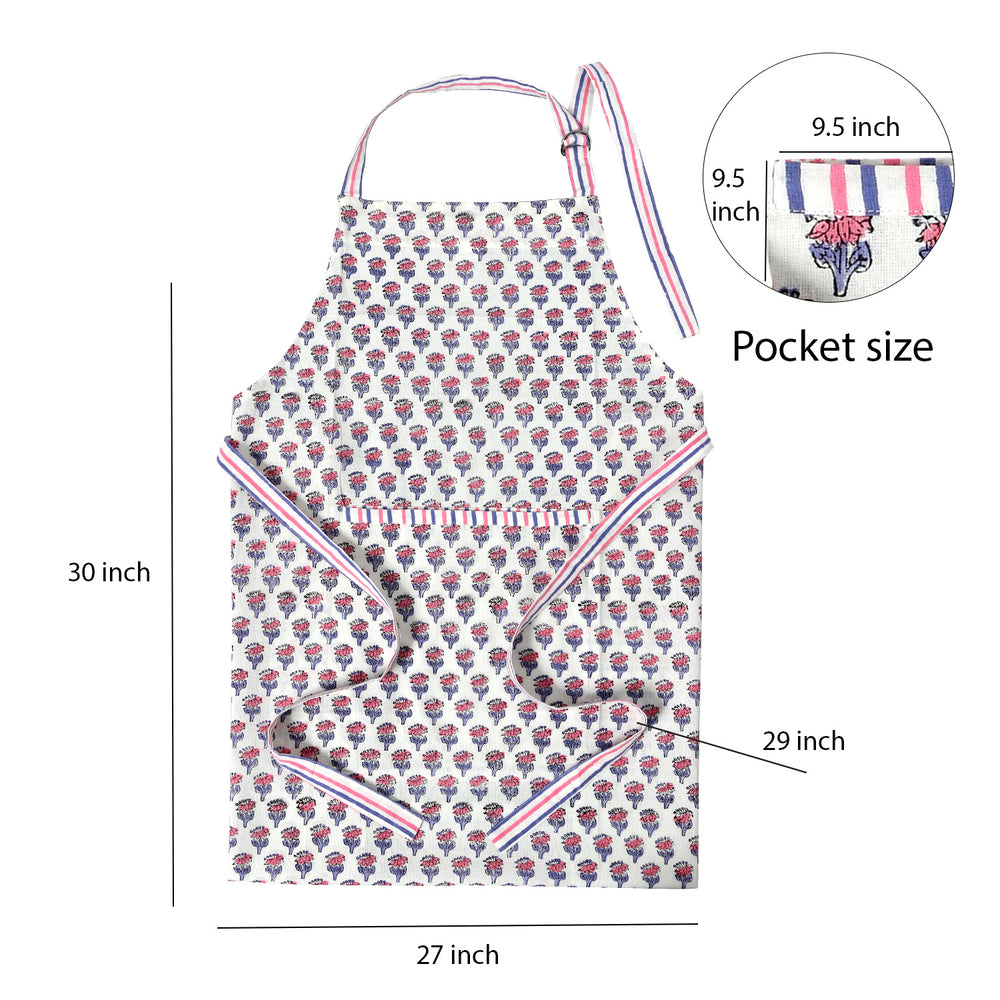 pink and white floral apron measurements