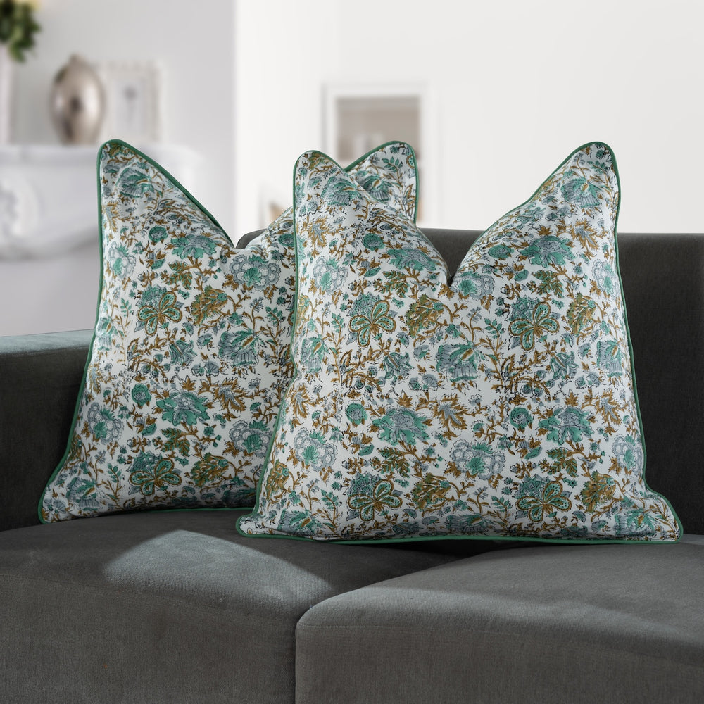 Piping Throw Pillow Covers - Topaz Blue (Set of 2)