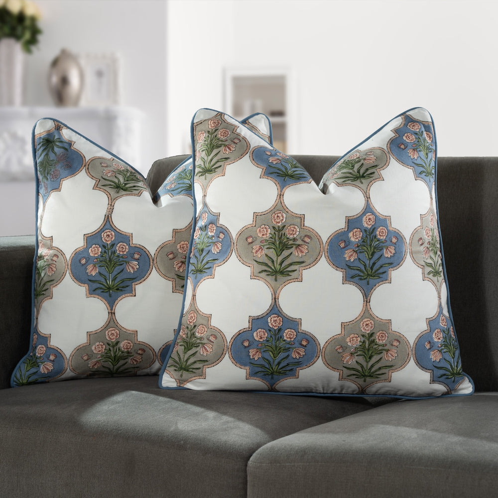 Piping Throw Pillow Covers - Tanzanite Blue (Set of 2)