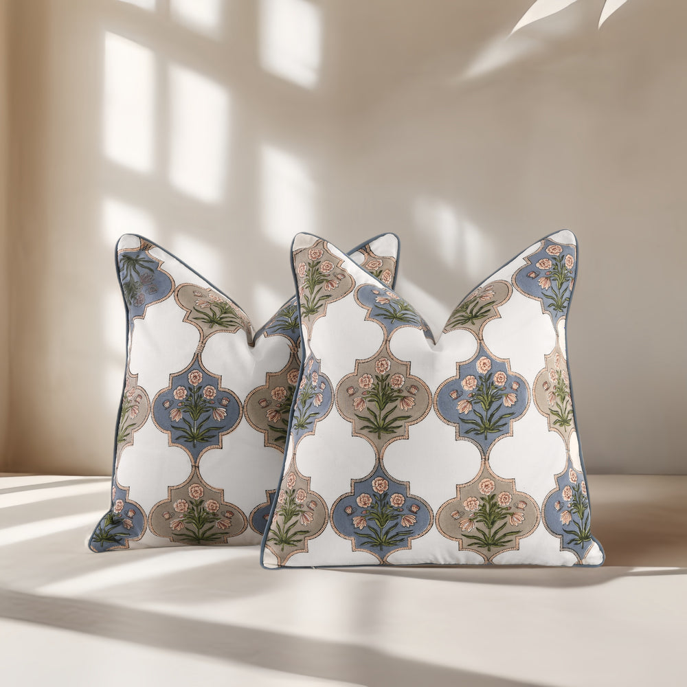 Piping Throw Pillow Covers - Tanzanite Blue (Set of 2)