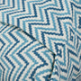 Close-up of hand-block printed cotton pillow cover with hidden zipper

