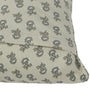 Close-up of hand-block printed cotton pillow cover with hidden zipper