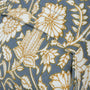 Close-up of hand-block printed cotton pillow cover with hidden zipper

