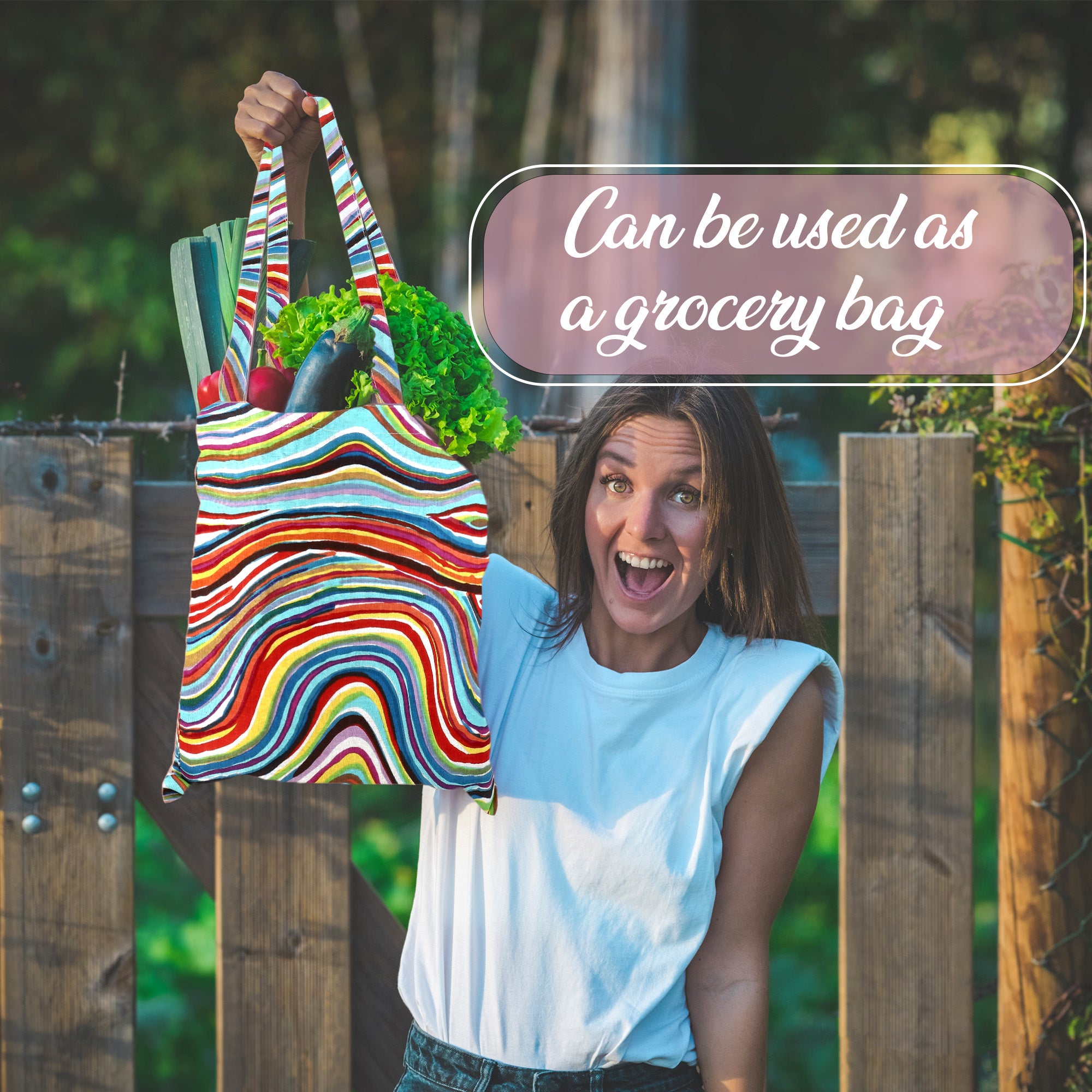 colorful indian print tote bag for grocery shopping or errands 100% cotton eco-friendly