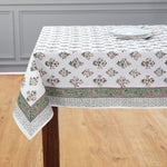 Forest Green Block Printed Tablecloth