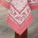 Ruby Red Block Printed Tablecloth