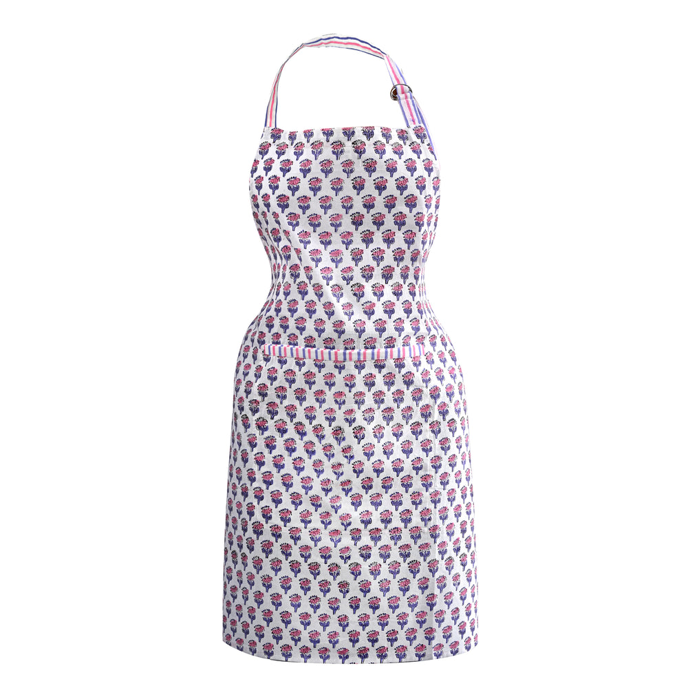 Cotton Block Print Kitchen Apron – Pink Sapphire