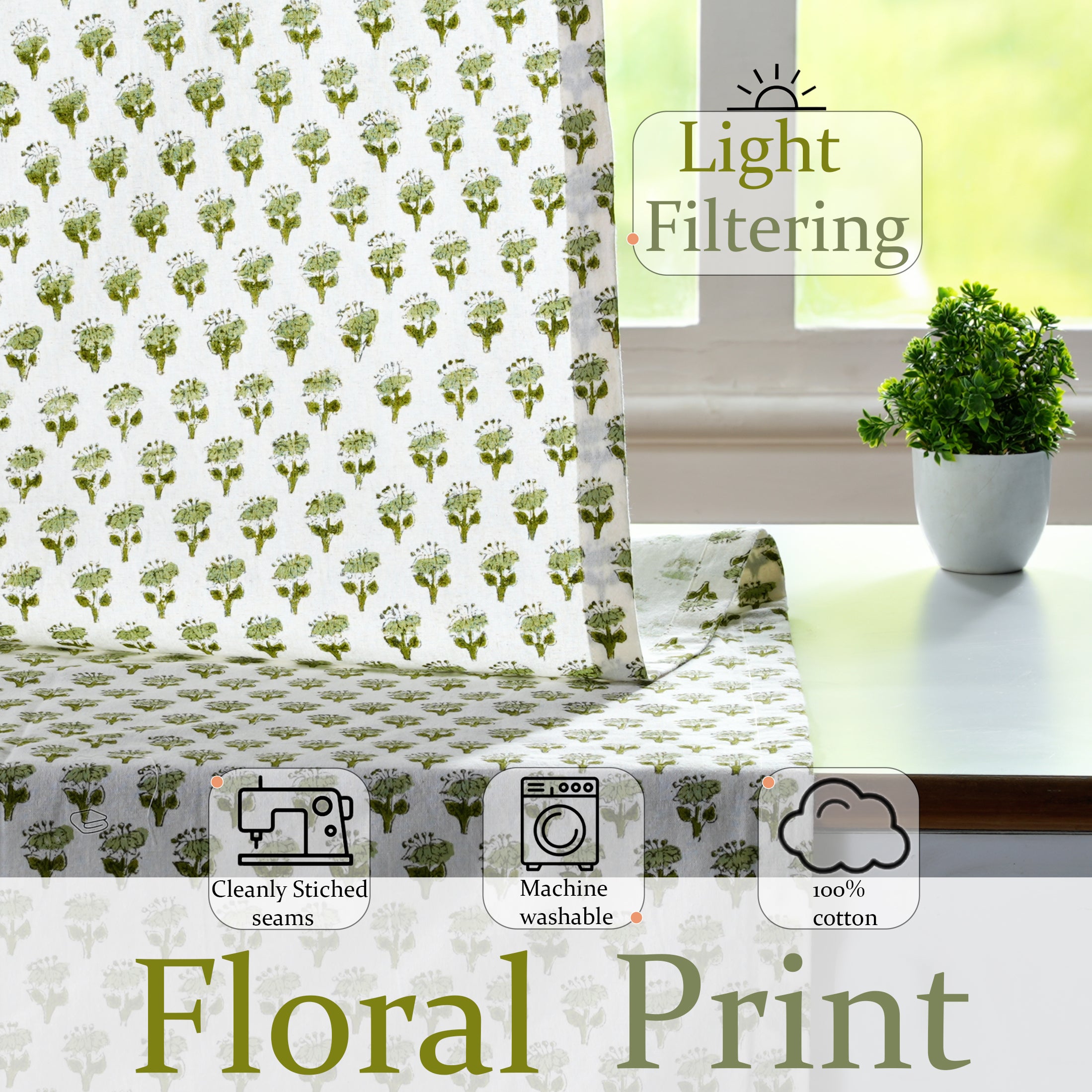 100% cotton machine washable curtains