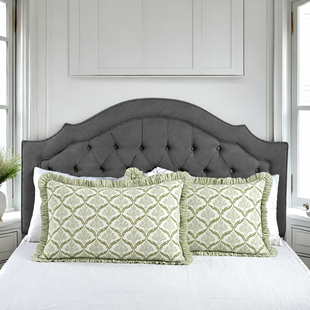 Ruffle Bed Pillow Covers - Fern Regal