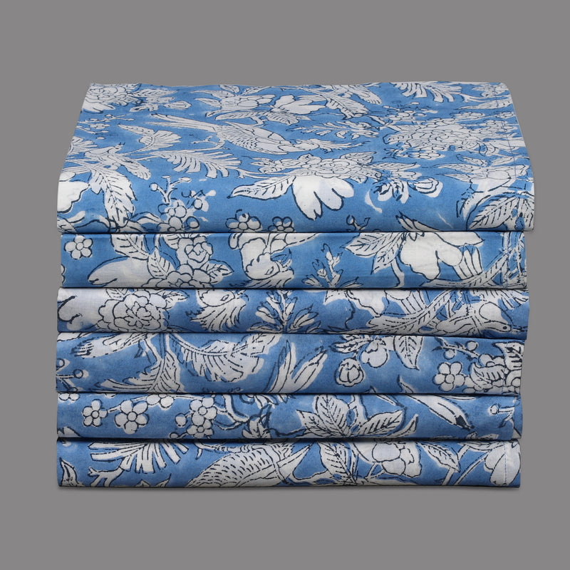 Blue Sapphire Block Print Cotton Napkins