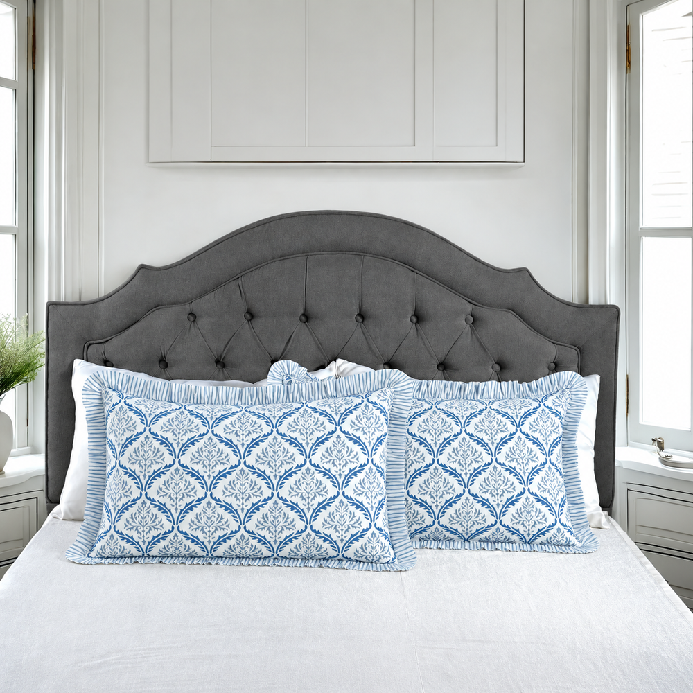 Ruffle Bed Pillow Covers - Indigo Regal