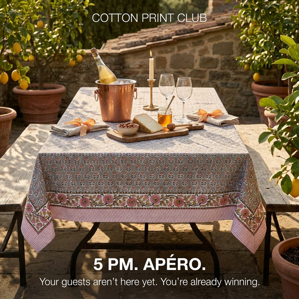 Cotton Block Print Tablecloth – Labra Gray