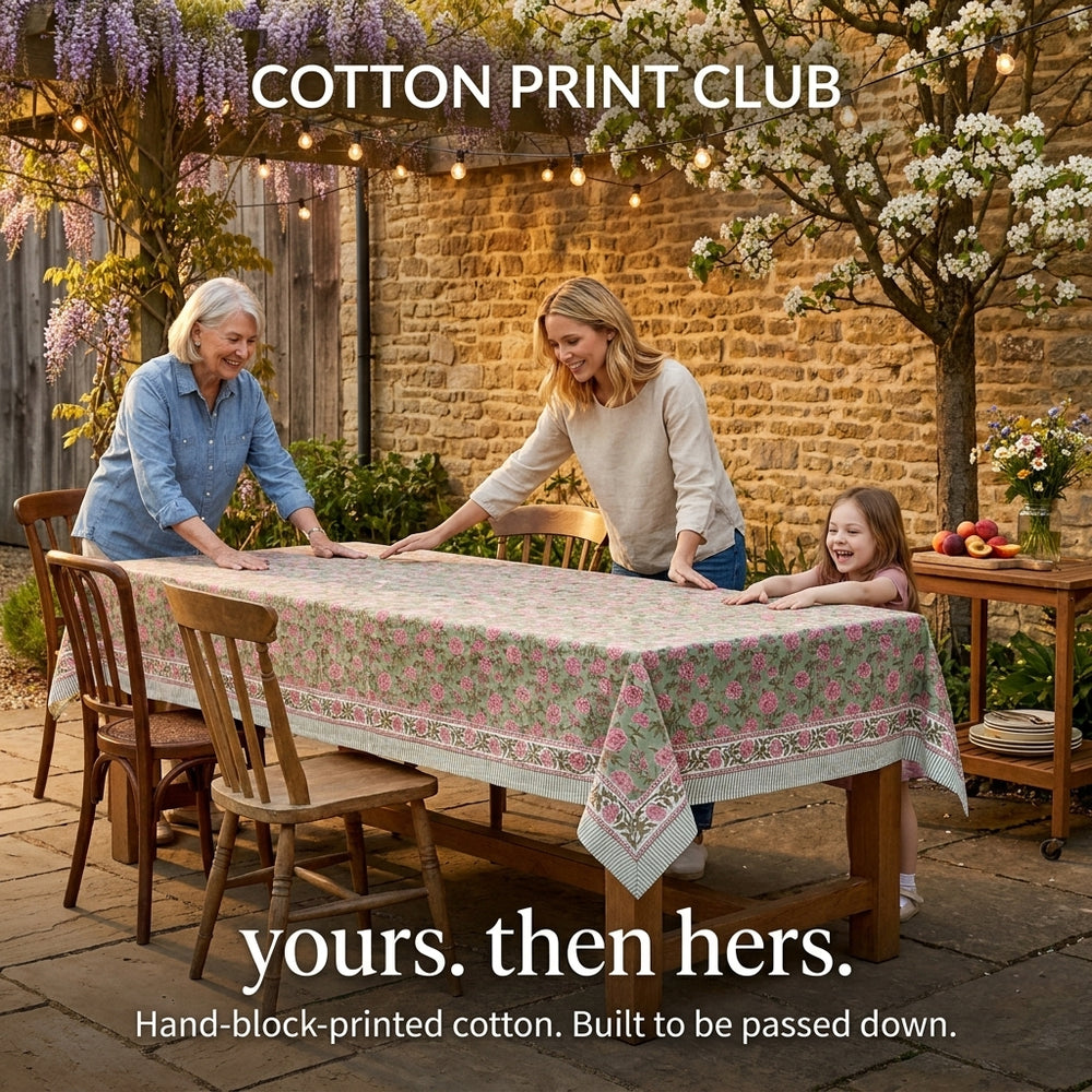 Cotton Block Print Tablecloth – Pink Tourmaline