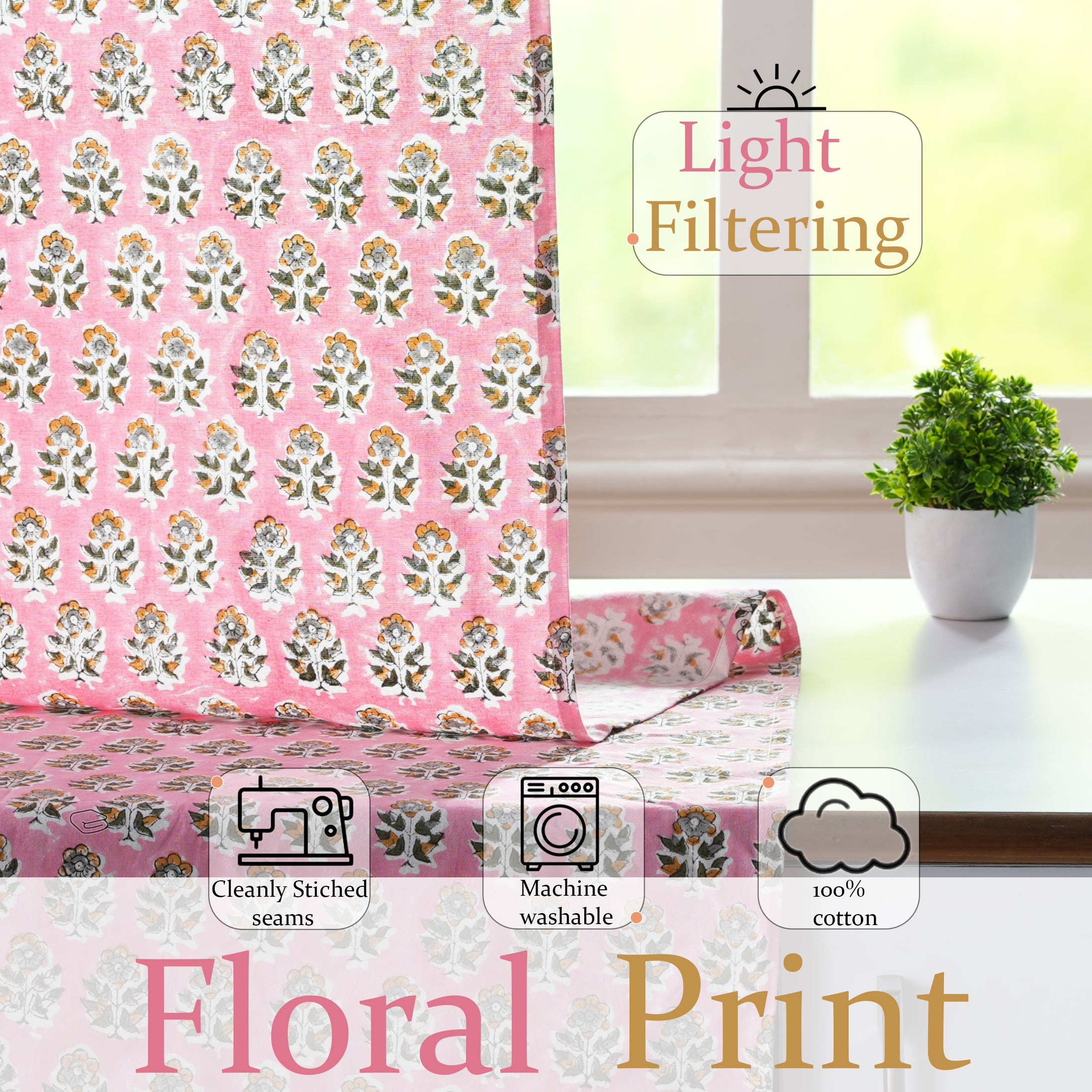 100% cotton machine washable curtains