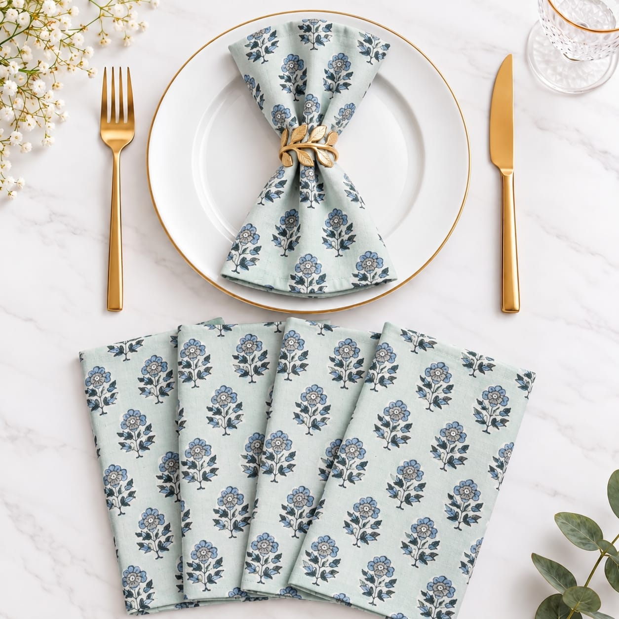 Cotton Cloth Napkins - Poppy Blue