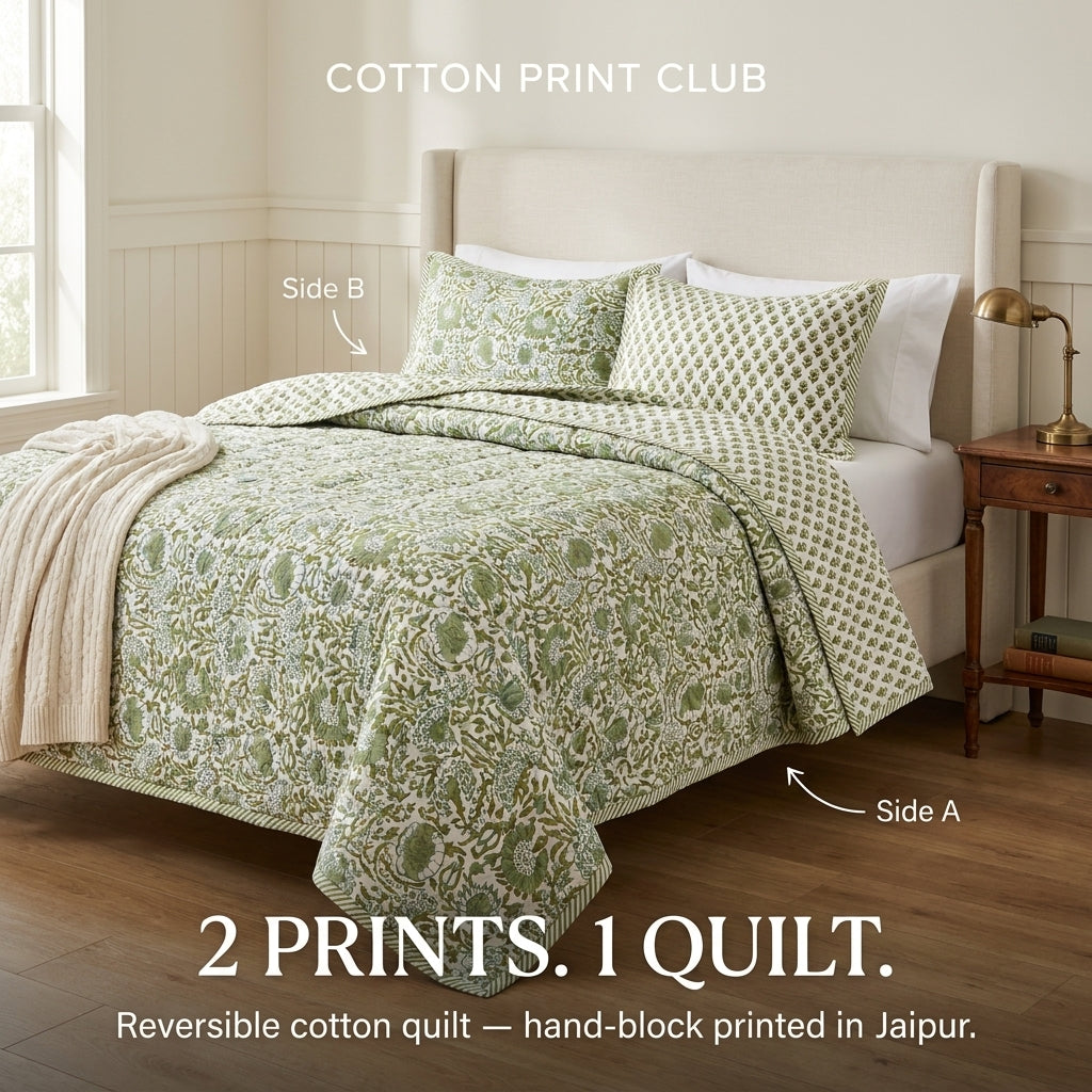Quilt - Agate Green & Emerald Green Reversible