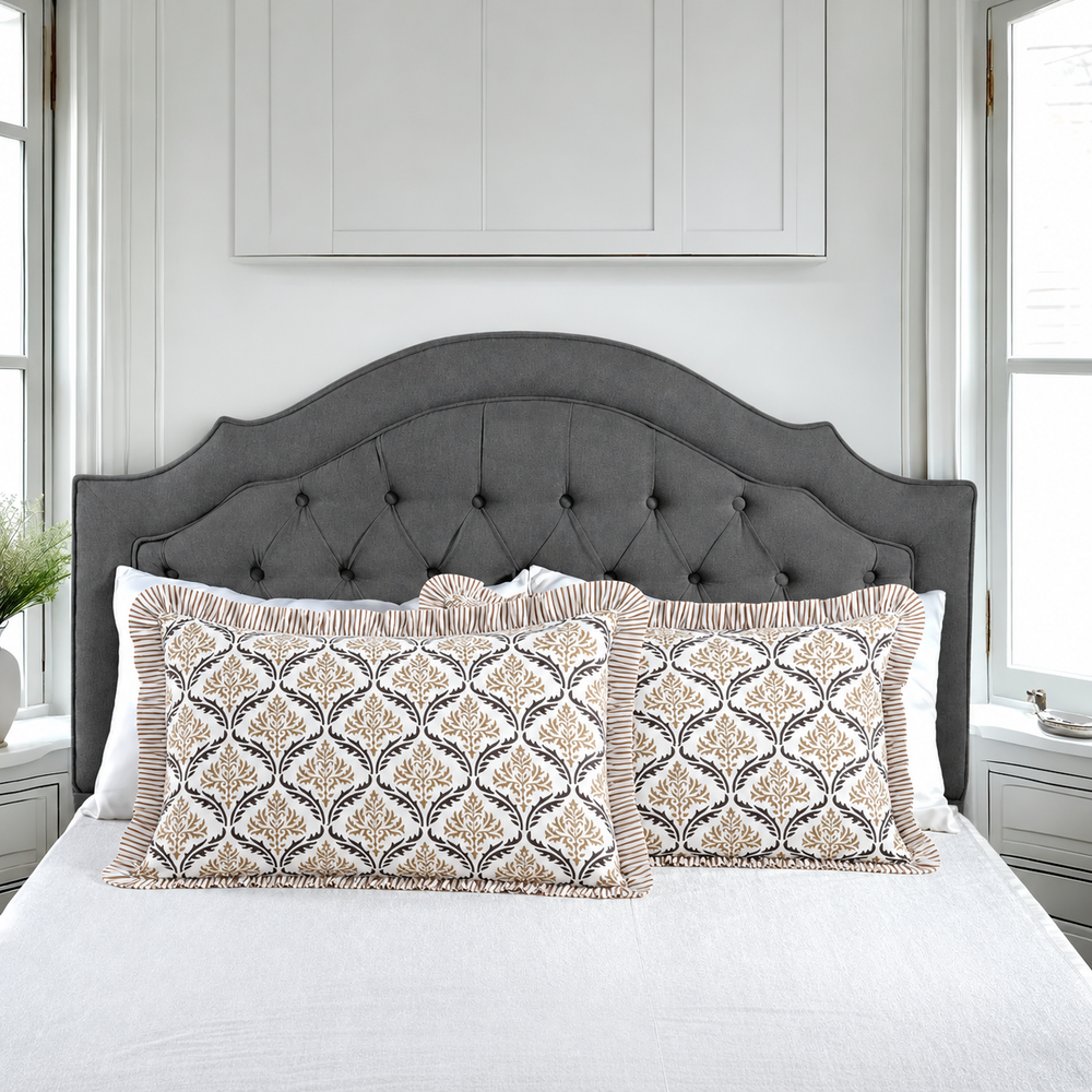 Ruffle Bed Pillow Covers - Sandstone Regal
