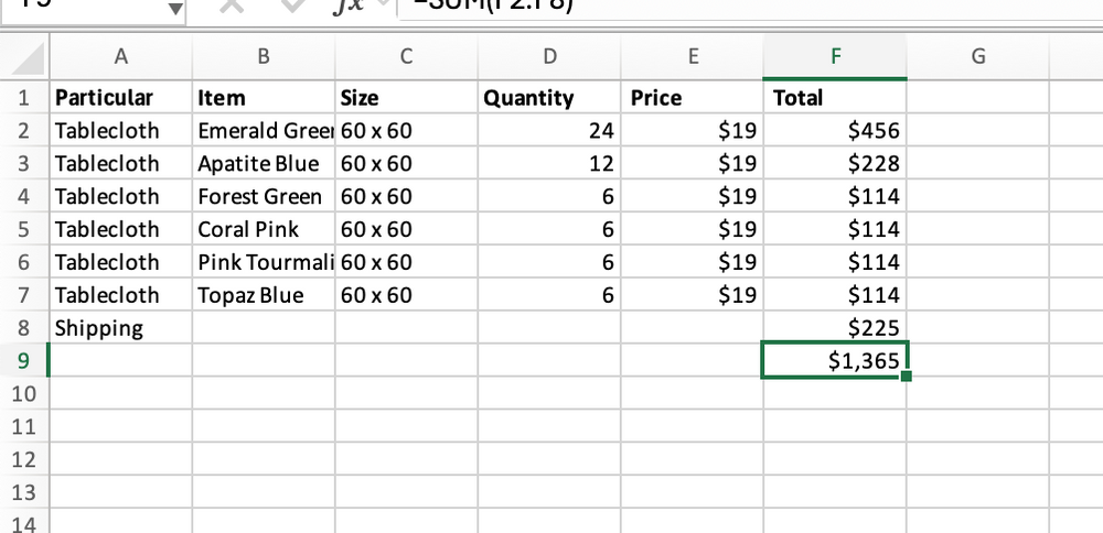 Mix order for rebecca