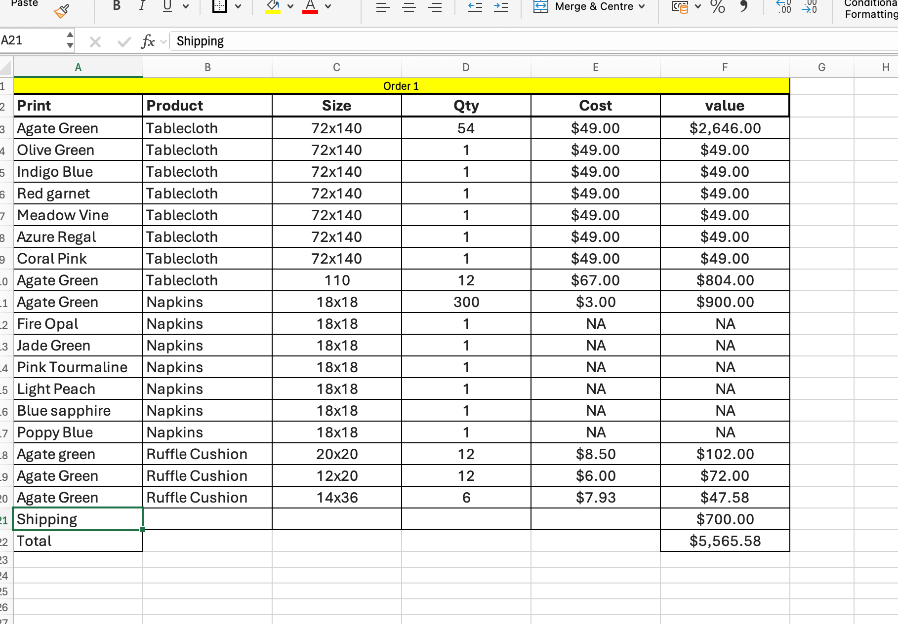 Order for Array Wedding