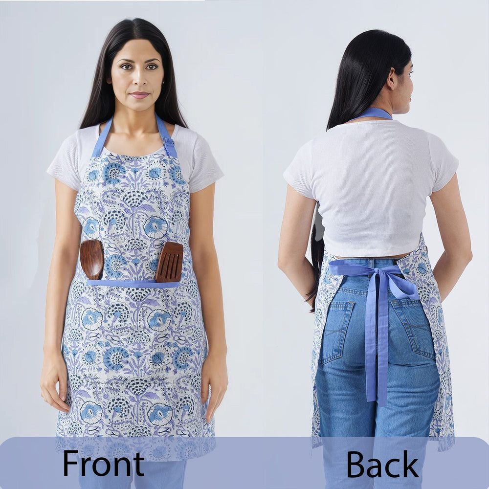 Soft blue apron for home cooks and bakers