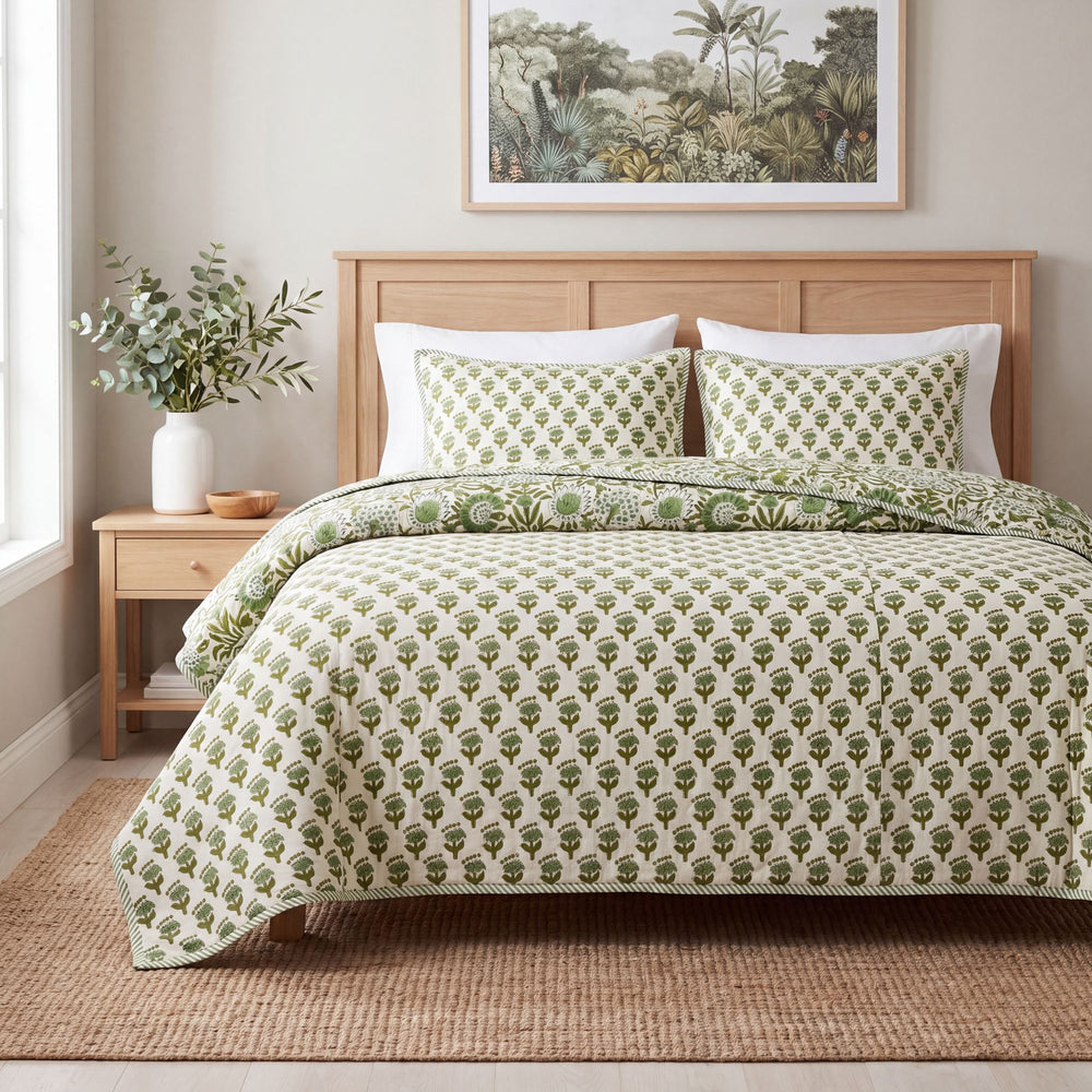 Quilt - Agate Green & Emerald Green Reversible