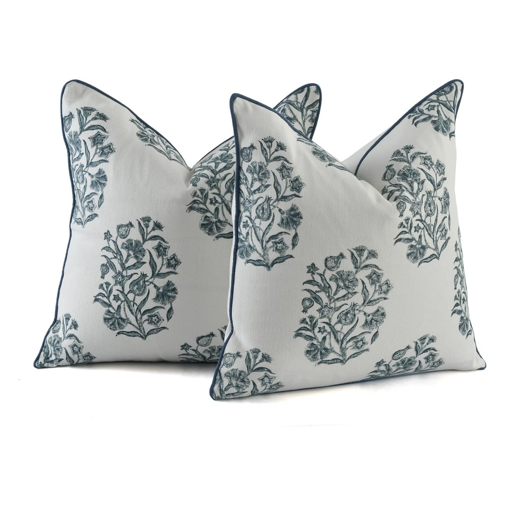 Boho Cotton Pillow Covers - Indigo Blue (Set of 2)