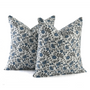 Pair of reversible cotton pillow covers in eclectic boho patterns